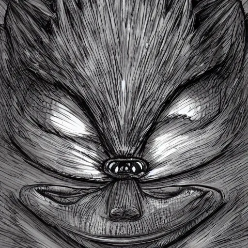 Image similar to low angle shot of a horrifying sonic the hedghehog, by Junji ito, intricate, elegant, highly detailed, centered, digital painting, artstation, concept art, smooth