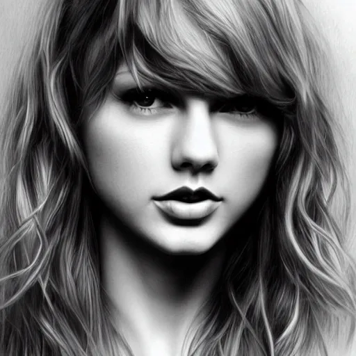 Prompt: pencil art, detailed portrait of taylor swift, intricate, hyper detailed, realistic, oil painting, by yoshitaka amano, cinematic lighting