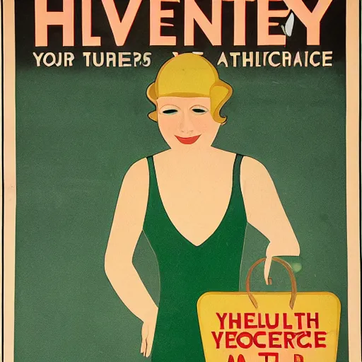 Prompt: year 1 9 2 8 health advice poster for influenza. mint green and gold