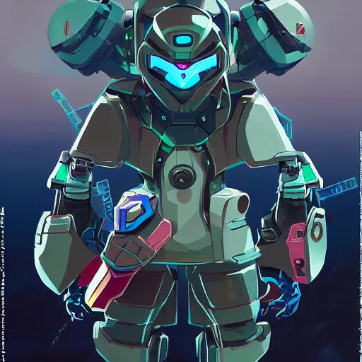 Image similar to robot ninja gnome mask helmet metroid fusion Xenoblade Chronicles Video game icon design , 2d game fanart behance hd by Jesper Ejsing, by RHADS, Makoto Shinkai and Lois van baarle, ilya kuvshinov, rossdraws global illumination