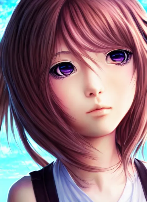 Image similar to portrait of beautiful young anime girl, realistic shaded Perfect face, fine details. Anime, final fantasy, highly detailed, artstation, illustration, art by Michael Giaimo