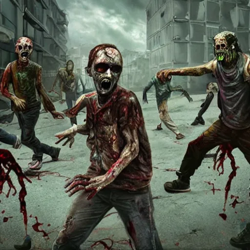 Image similar to zombies crumping in a post - apocalyptic dystopian city