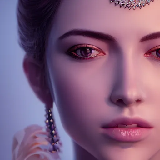 Image similar to portrait of wonderful princess of diamonds with fair skin, ornate 8 k gorgeous intricate detailed, white accent lighting, dramatic cinematic light, award winning photography, octane render