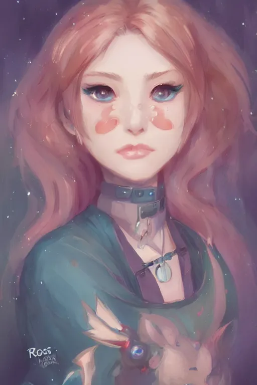 Prompt: a portrait of a cute fantasy girl by Ross Tran and loish