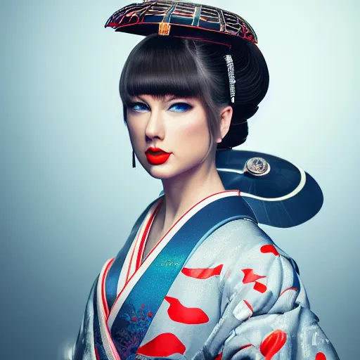 Image similar to hyper detailed, ultra sharp focus photo of taylor swift as a geisha, unreal engine, studio lighting, 8 k, dslr, 8 5 mm f / 1. 8 by sam shaw