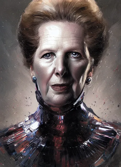 Image similar to Portrait of Margaret Thatcher, marvel comics, dark, intricate, highly detailed, smooth, artstation, digital illustration by Ruan Jia and Mandy Jurgens and Artgerm and Wayne Barlowe and Greg Rutkowski and Frank Frazetta