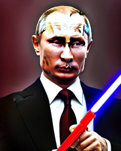 Image similar to “ vladimir putin as a sith lord holding a lightsaber, highly detailed, award winning ”