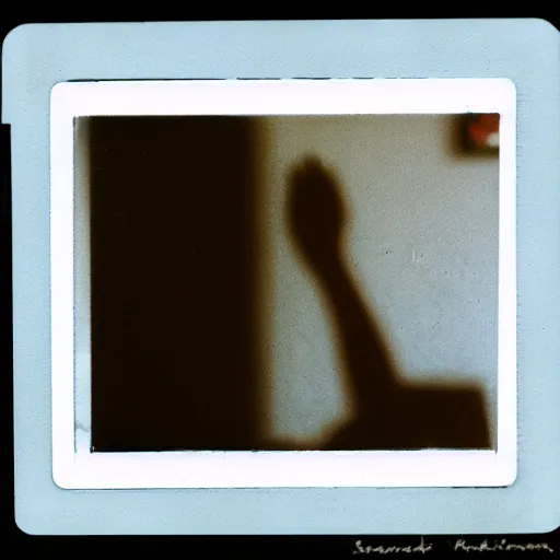 Prompt: polaroid taken by shadow in a mirror, lofi, retro