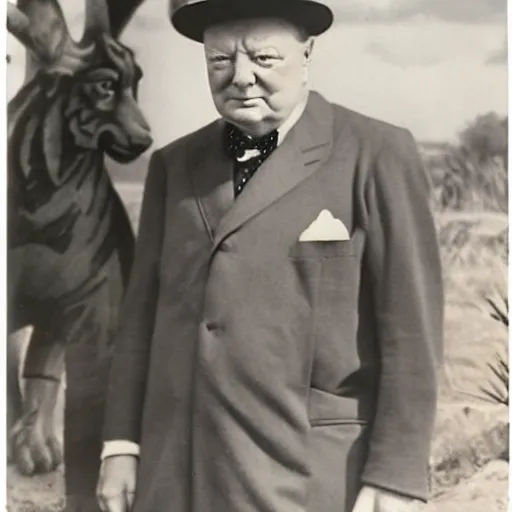 Image similar to winston churchill as the tiger king