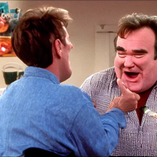 Image similar to robin williams spoon feeds john candy the viscous bbq sauce