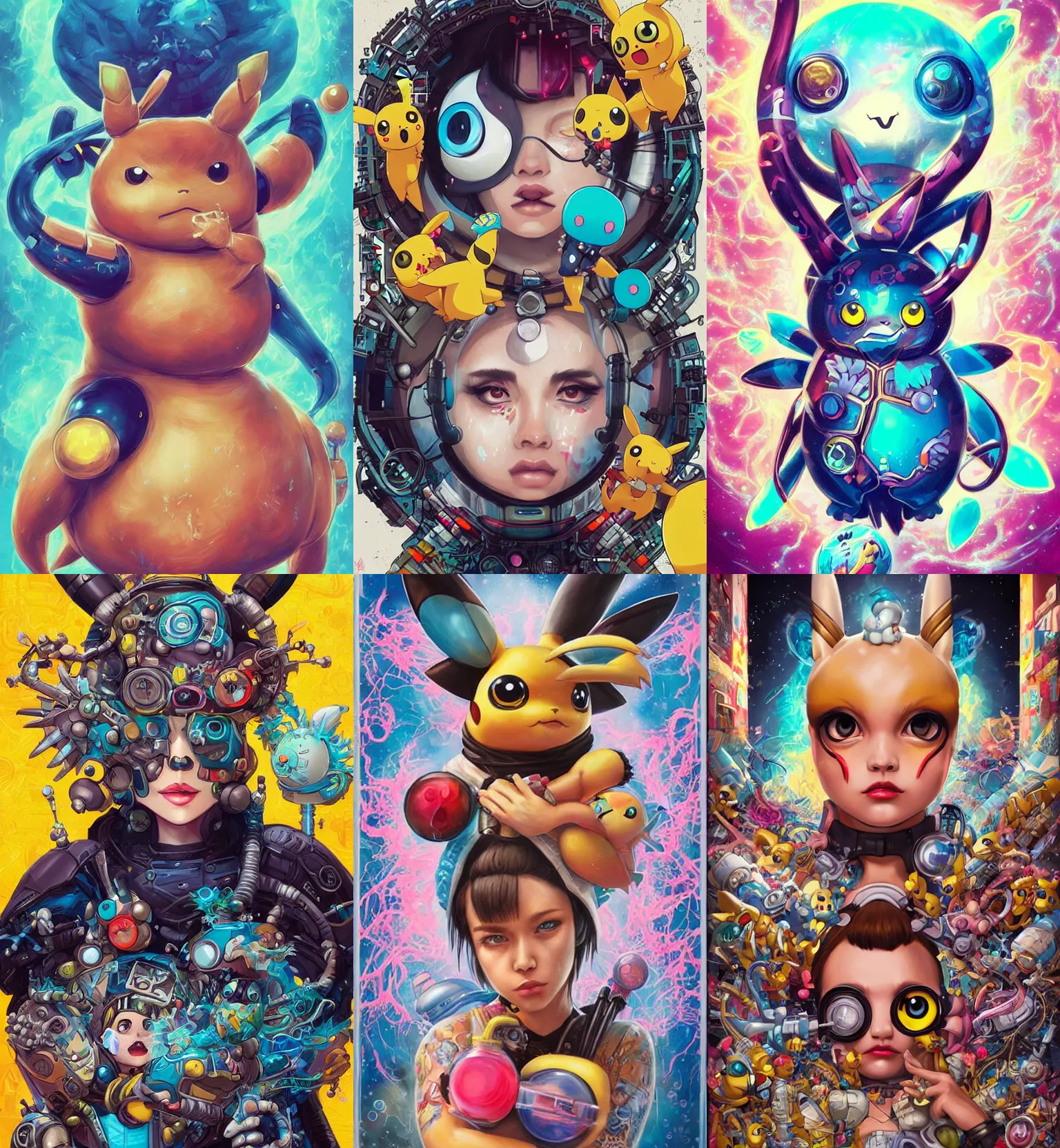 Prompt: lofi BioPunk Pokemon Pikachu portrait by Tristan Eaton_Stanley Artgerm and Tom Bagshaw,