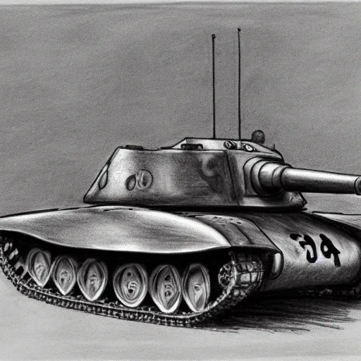 Prompt: drawing of a T34 tank