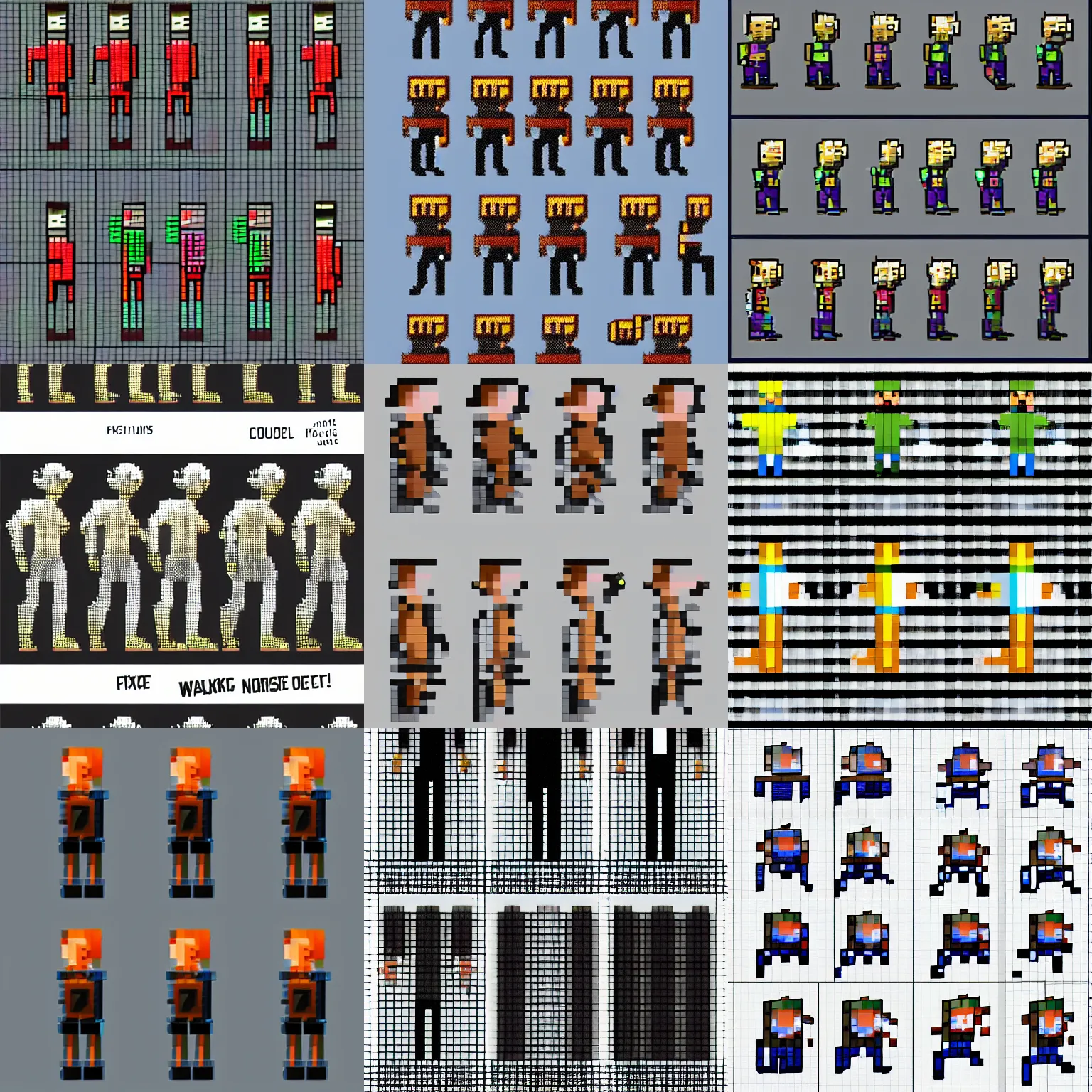 Pixel Art Walking Animation Spritesheet Stable Diffusion