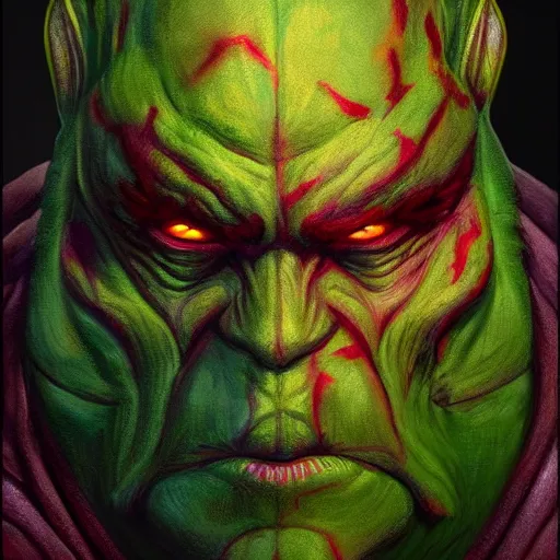 Prompt: bright, colorful, realistic, detailed from Elder Scrolls: shivering isles concept portrait eyeless green monster vermai backlighting, kodachrome, high contrast, highly detailed, sharp focus, digital painting, concept art, illustration, trending on artstation, comic book by Alex Ross and Adam Adamowicz cover art