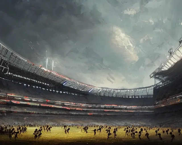 Image similar to a football stadium in the style of napoleonic france architecture, art by greg rutkowski and artgerma, stunning concept art, exterior design