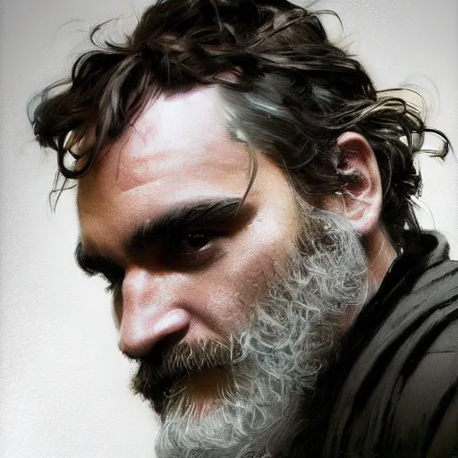 Image similar to joaquin phoenix, hyperrealistic portrait, bladerunner street, art of elysium by jeremy mann and alphonse mucha, fantasy art, photo realistic, dynamic lighting, artstation, poster, volumetric lighting, very detailed face, 4 k, award winning