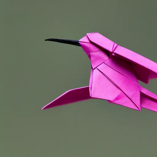 Prompt: an origami colibri, macro photography, ambient light