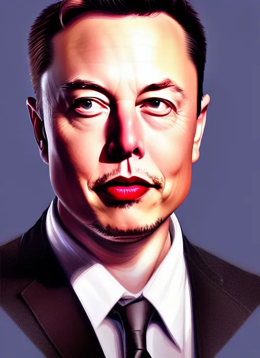 Image similar to high angle photo of elon musk in the style of stefan kostic, realistic, sharp focus, 8 k high definition, insanely detailed, intricate, elegant, art by stanley lau and artgerm