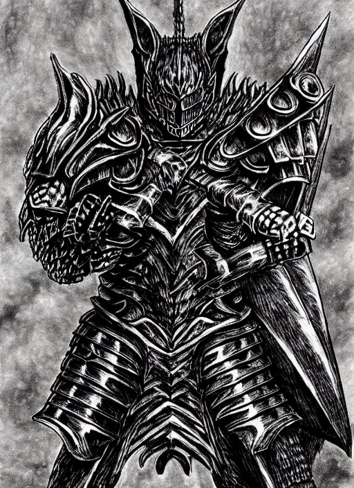 Image similar to demon wolf armored knight by kentaro miura