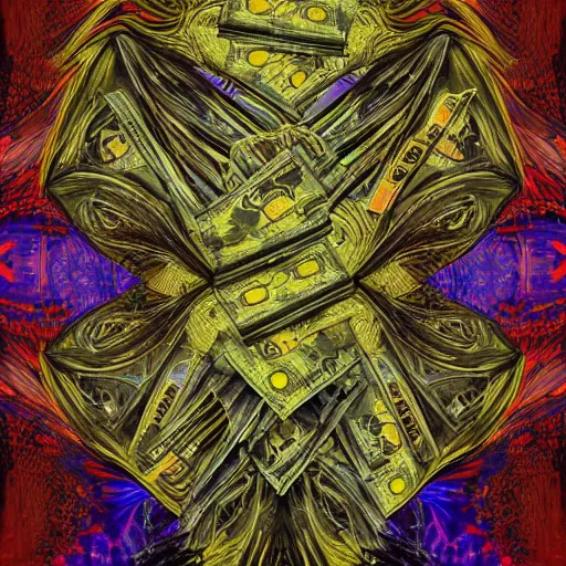 Image similar to money is to root of all evil, digital art, consept art, high details, abstract