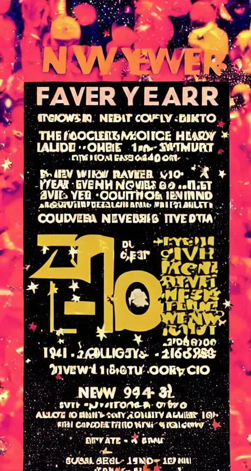 Prompt: Flyer for a New Year's Eve rave from 1994