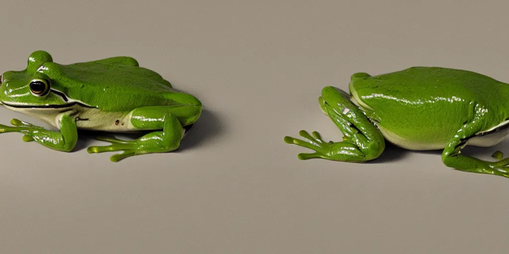 Image similar to frog dissected on to white cardboard, octane render