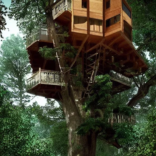 Image similar to a beautiful tree house by studio ghibili situated on a hill, trending on artstation, he