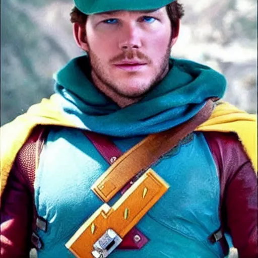 Prompt: Chris Pratt cosplays as Super Mario, still from Lord or the Rings (2001)