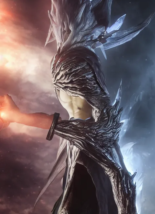 Prompt: femto god hand from berserk, ultra detailed fantasy, elden ring, realistic, dnd character portrait, full body, dnd, rpg, lotr game design fanart by concept art, behance hd, artstation, deviantart, global illumination radiating a glowing aura global illumination ray tracing hdr render in unreal engine 5