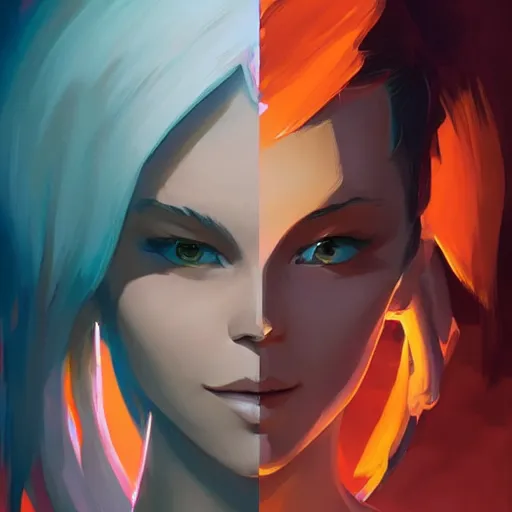 Image similar to face icon stylized minimalist magic : the gathering, loftis, cory behance hd by jesper ejsing, by rhads, makoto shinkai and lois van baarle, ilya kuvshinov, rossdraws global illumination