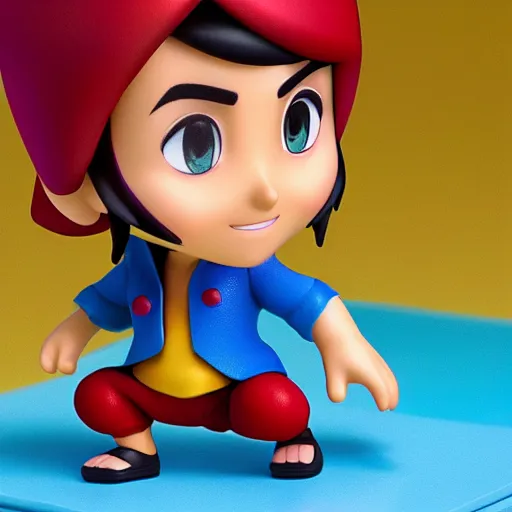 Image similar to pixar 3 d aladdin as nendoroid, side view, 8 k hd dof, kodak film,