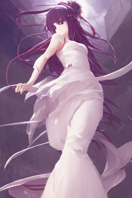 Prompt: anime woman fullbody art, wearing a clean pearly dress, digital art, character concept, head fully visible, attractive, illustrious clothes, High Details, Cinematic, WLOP, Rossdraws, James Jean, Andrei Riabovitchev, Marc Simonetti, Yoshitaka Amano, Thomas Kinkade, Makoto Shinkai, ArtStation, CGSociety, trending on artstation