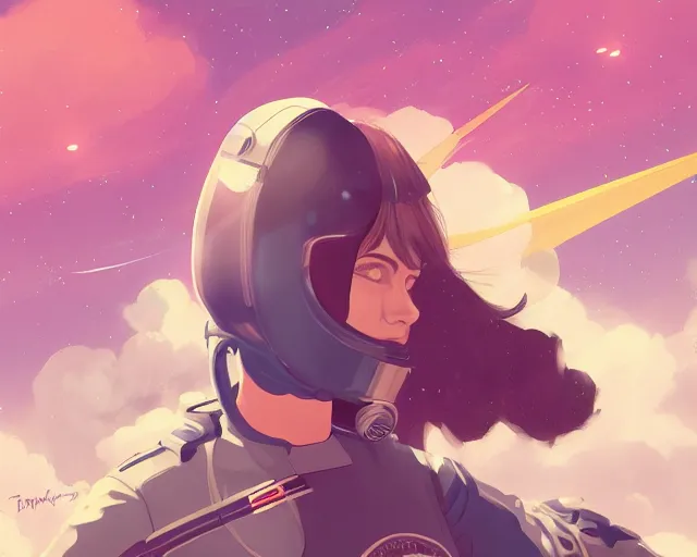 Image similar to young woman flying in space sharp focus, illustration, highly detailed, concept art, matte, trending on artstation, anime, art by tim biskup