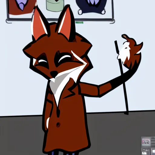 Prompt: stern looking fox in a lab coat, casting a magic spell, furaffinity