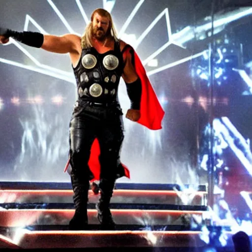 Image similar to triple h as thor entering the entrance of wwe stage