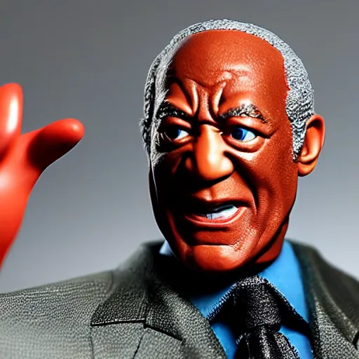 Prompt: action figure of bill cosby, product image, full body shot, plastic toy,