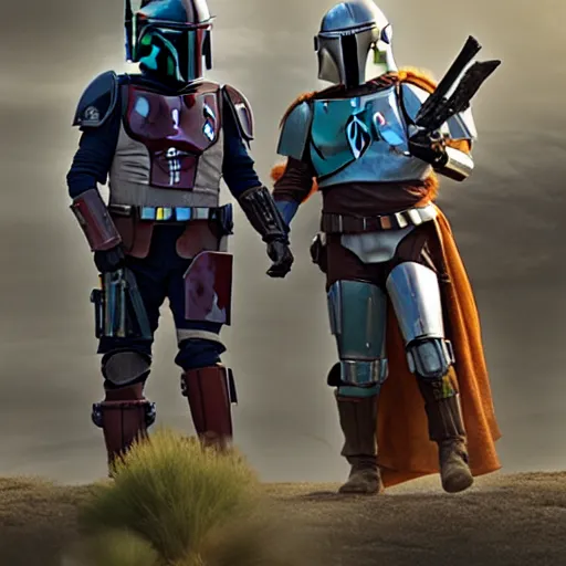 Prompt: The Mandalorian and Boba Fett