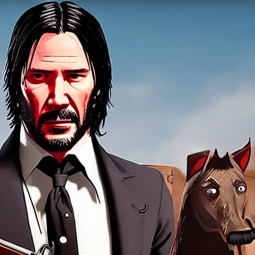 Image similar to John wick in Red dead redemption 2 movie