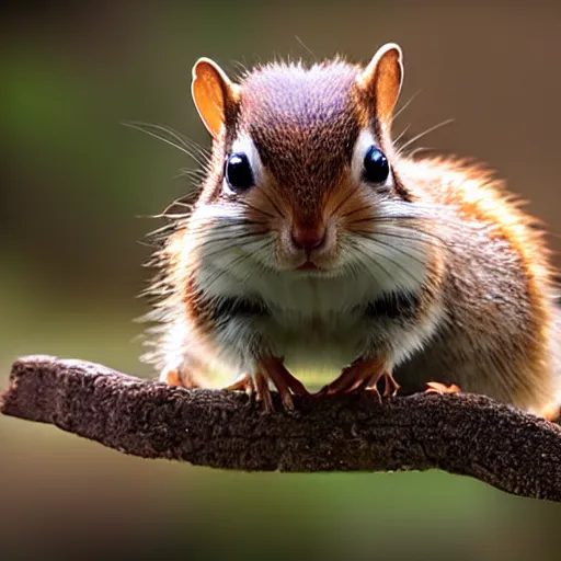 Prompt: very very very very cute chibi baby chipmunk, portrait, pixar style, forest background, cinematic lighting, award winning creature portrait photography