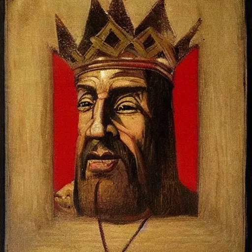 Image similar to king doland trump, medieval painting