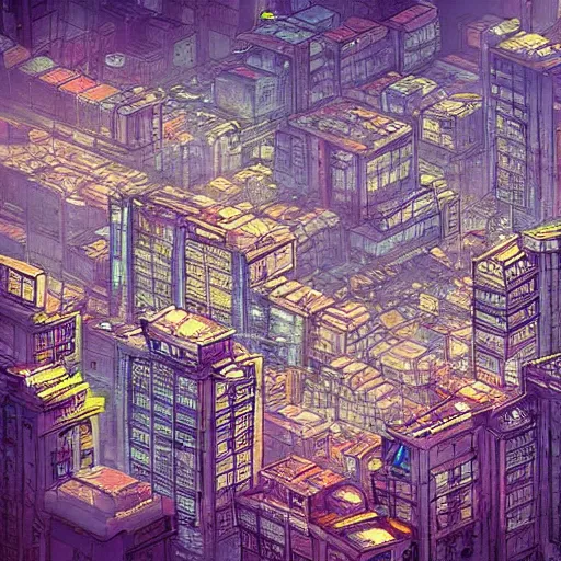 Image similar to “kowloon walled city in cyberpunk anime style”