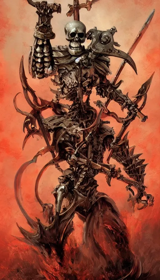 Prompt: a skeleton holding a sword and shield, fantasy digital art, concept art, artstation trending, surrounded by red tentacles, art by frank frazetta