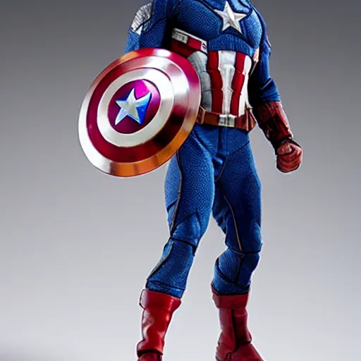 Prompt: a wax statue of captain america, action figure, detailed, smooth,