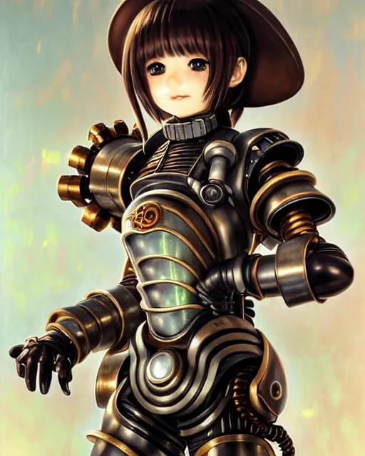 Image similar to portrait Anime Girl in mechanical armor steampunk cute-fine-face, pretty face, realistic shaded Perfect face, fine details. Anime. Bioshock steampunk realistic shaded lighting by katsuhiro otomo ghost-in-the-shell, magali villeneuve, artgerm, rutkowski Jeremy Lipkin and Giuseppe Dangelico Pino and Michael Garmash and Rob Rey