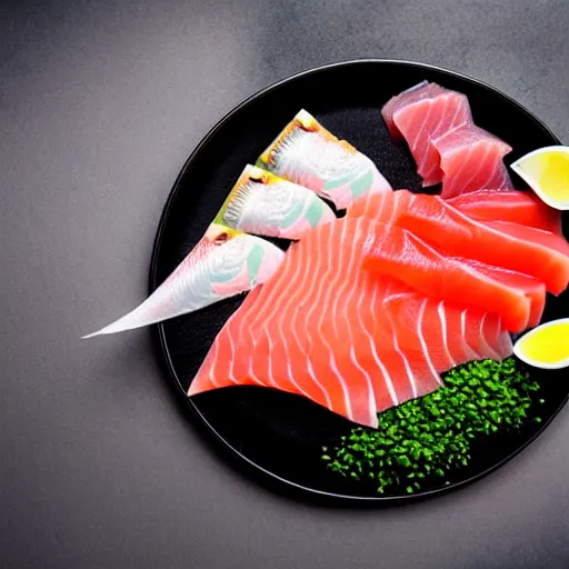 Prompt: gigantic gourmet sashimi food photography