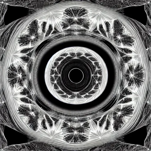 Image similar to inside of a black hole, fractal patterns,