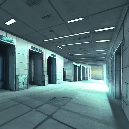 Prompt: holding cells in underground lab, sterile, clean, cinematic, liminal space, unreal engine, cctv footage, in-game screenshot