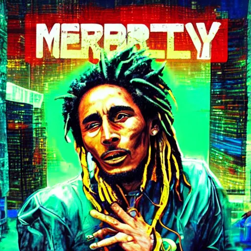 Image similar to cyberpunk bob marley