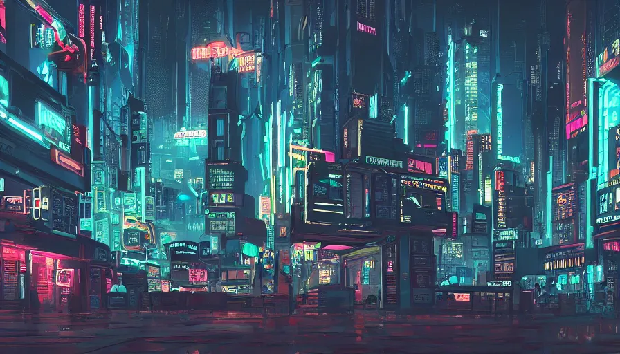 Image similar to cyberpunk city, neon sign, bladerunner, with a weathered ancient greek sculpture standing in the middle, digital illustration, artstation, bottom view