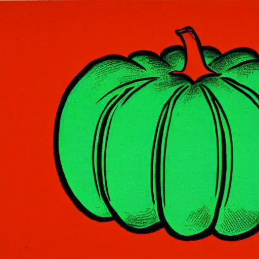 Image similar to a vintage risograph of a pumpkin